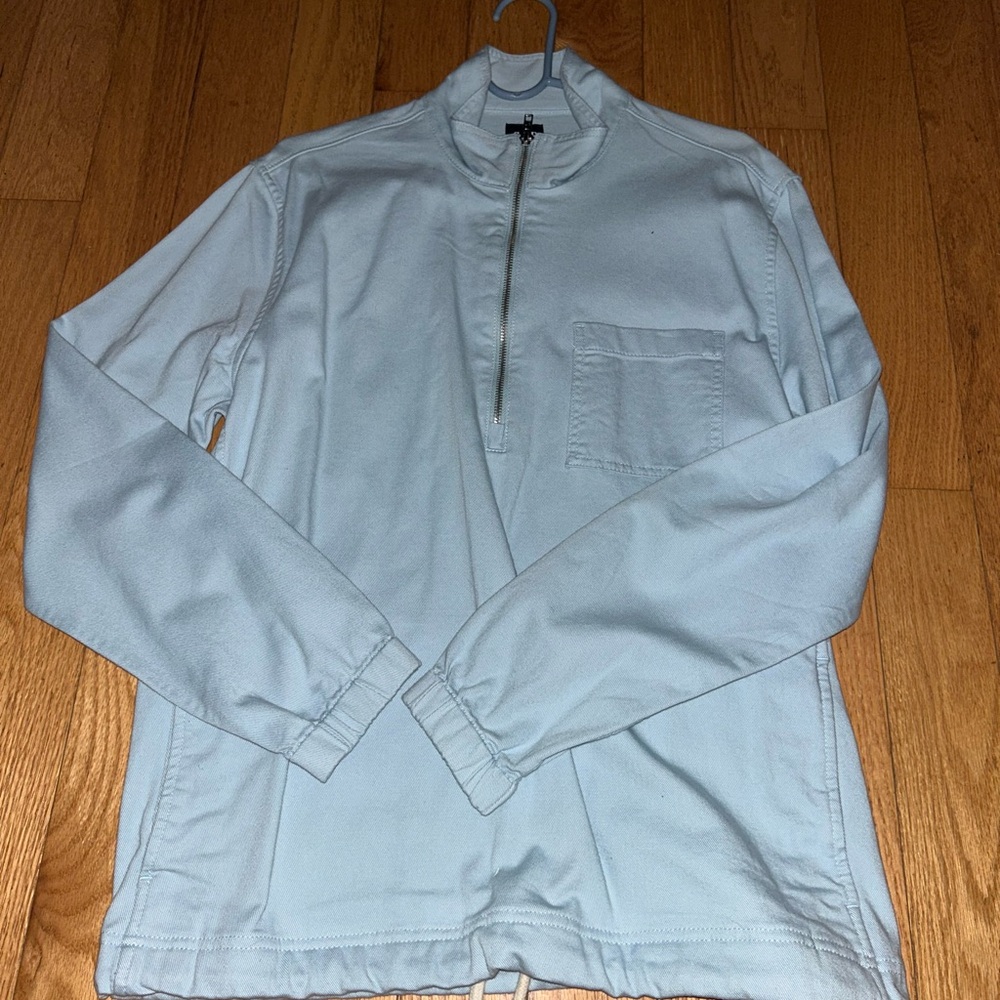 GAP Men's Pale Blue Half-Zip Pullover with Chest Pocket